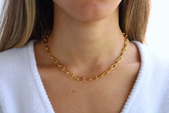 14k Gold Plated Over 925 Real Solid Silver Solid U Link Hardware Chain Necklace