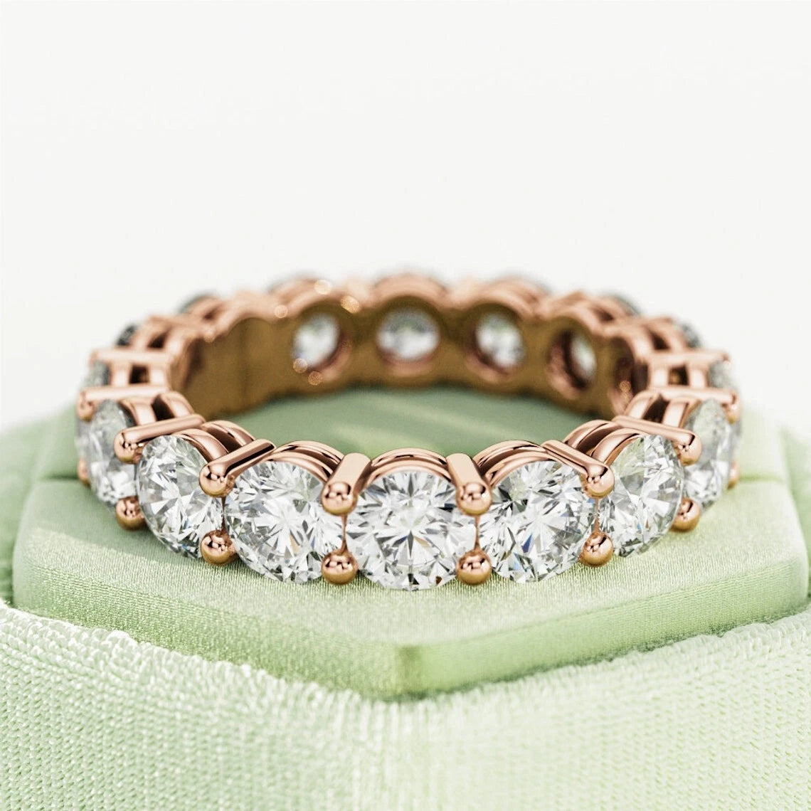 5.00 Carat D VS1 Lab Grown Diamond Eternity Band Ring 14K Yellow Gold