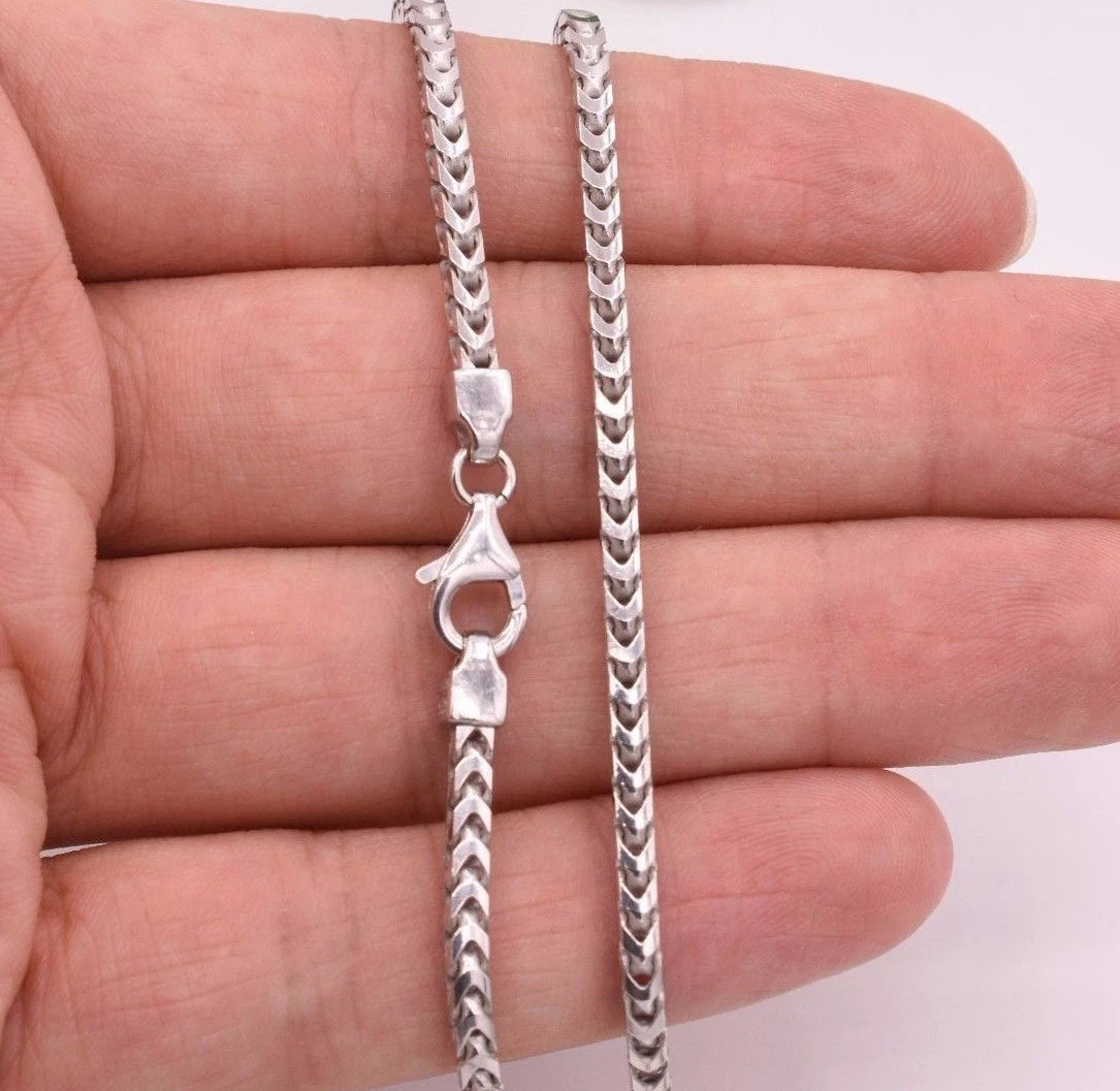 3mm Anti-Tarnish Solid Franco Chain Necklace Real 925 Sterling Silver ITALY