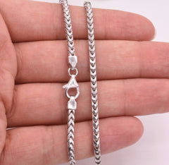 3mm Anti-Tarnish Solid Franco Chain Necklace Real 925 Sterling Silver ITALY