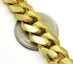 14K Yellow Gold Plated Over 925 Sterling Silver Miami Cuban Chain 13mm Box Lock