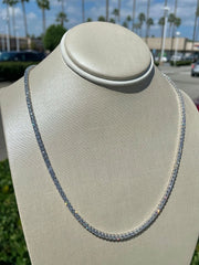 Men Genuine Lab Grown Diamond Tennis Necklace D VS 19.30 Carat 14k 20'' Inch