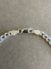 925 Sterling Silver 4MM Double Link Charm Bracelet Chain Men Women 7'' 8'' 9''