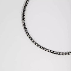 925 Sterling Silver Oxidized 2.6mm Italian Round Box Chain Necklace Italian Made