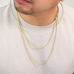 18k Yellow Gold 3mm Diamond Cut Rope Chain Italian Necklace Mens Womens 16"-30"