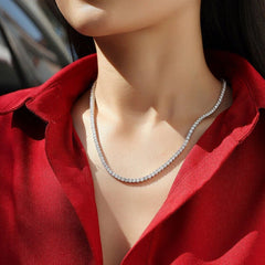 MOISSANITE Tennis Chain Real 925 Silver Necklace 4mm - GRA Certified 16''-24''