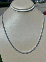 Men Genuine Lab Grown Diamond Tennis Necklace D VS 19.30 Carat 14k 20'' Inch
