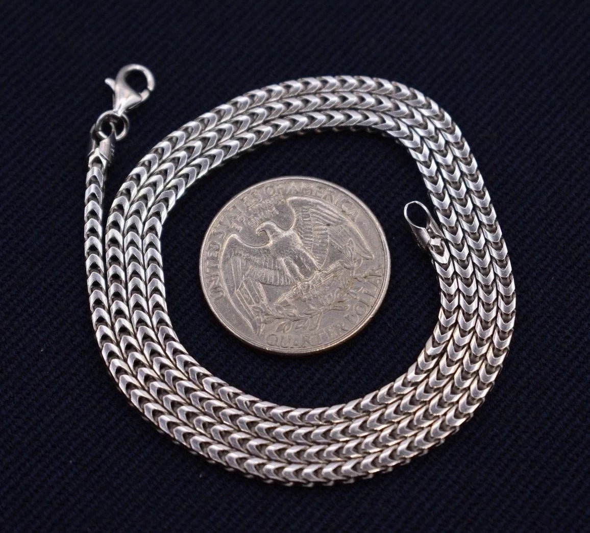 2.5mm Anti-Tarnish Solid Franco Chain Necklace Real 925 Sterling Silver ITALY