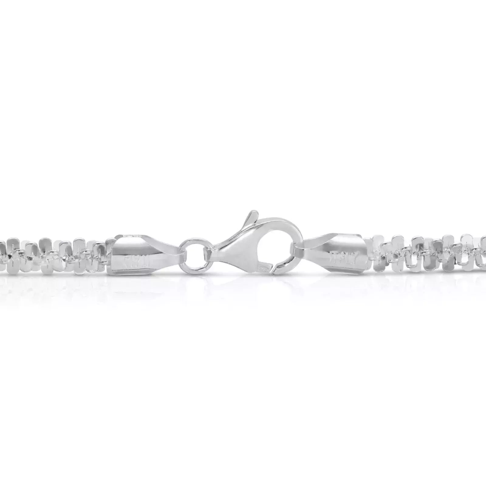 Solid 925 Sterling Silver Diamond Cut Margarita Sparkle Rock Chain Necklace 3mm
