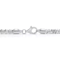 Solid 925 Sterling Silver Diamond Cut Margarita Sparkle Rock Chain Necklace 3mm
