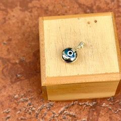 14k Solid Gold Blue Murano Glass Evil Eye Pendant, 14k Gold, Good Luck