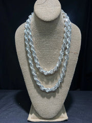 Solid 925 Sterling Silver Italian Rope Chain Mens Necklace 12.50mm - Diamond Cut
