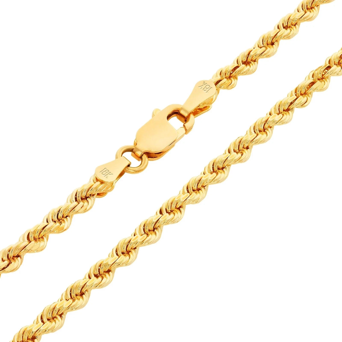 18k Yellow Gold 3mm Diamond Cut Rope Chain Italian Necklace Mens Womens 16"-30"