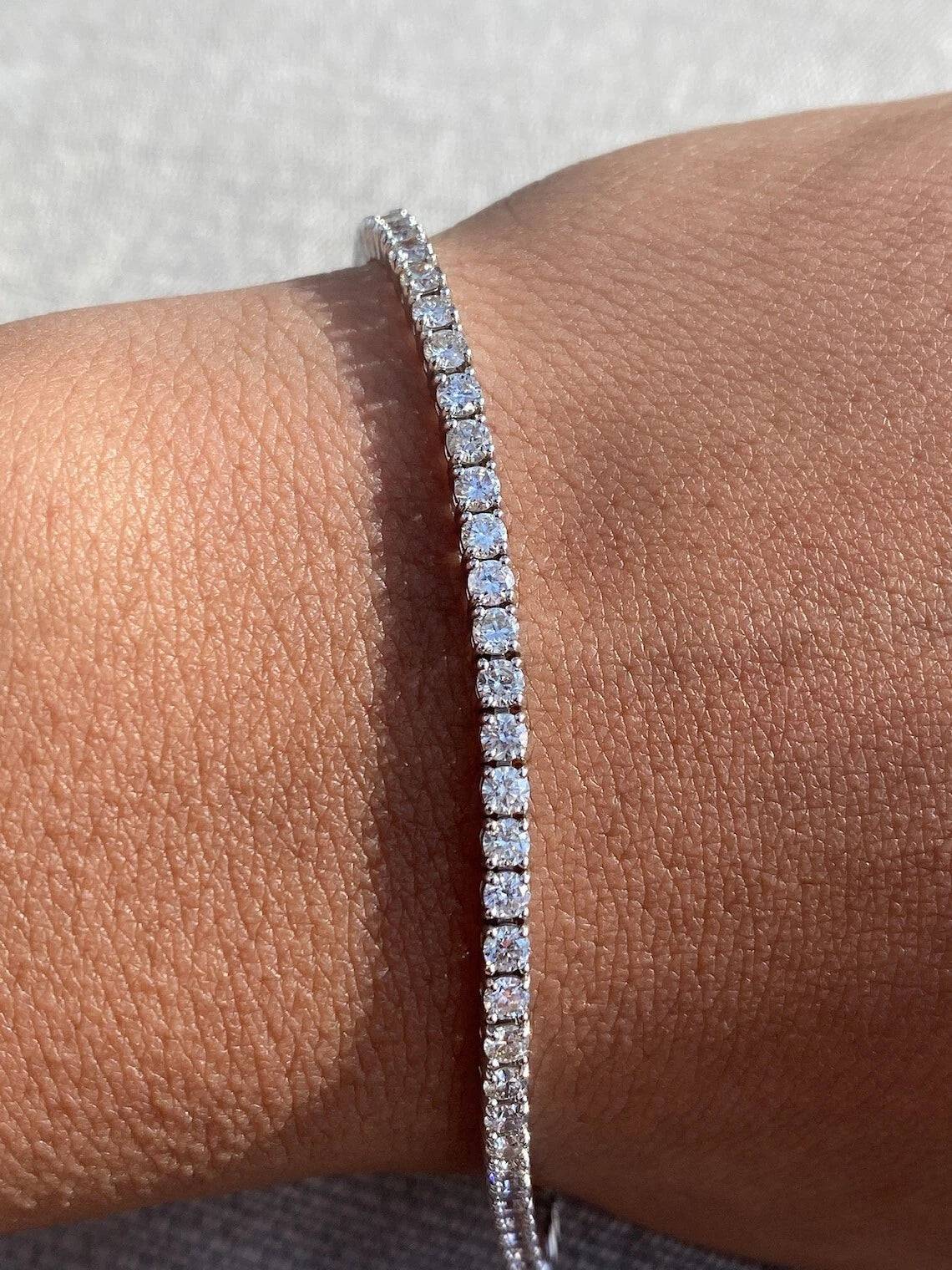 6.00 Ct TW Round Diamond 7" Tennis Bracelet 14k White Gold Lab Grown D/VS