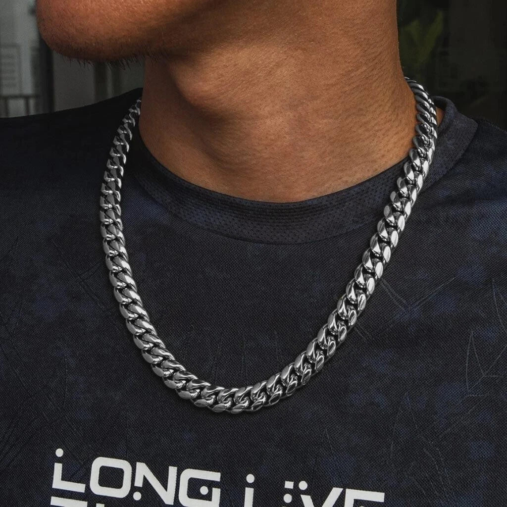 925 Sterling Silver Solid Miami Cuban Curb Link Chain 12mm Necklace Italy