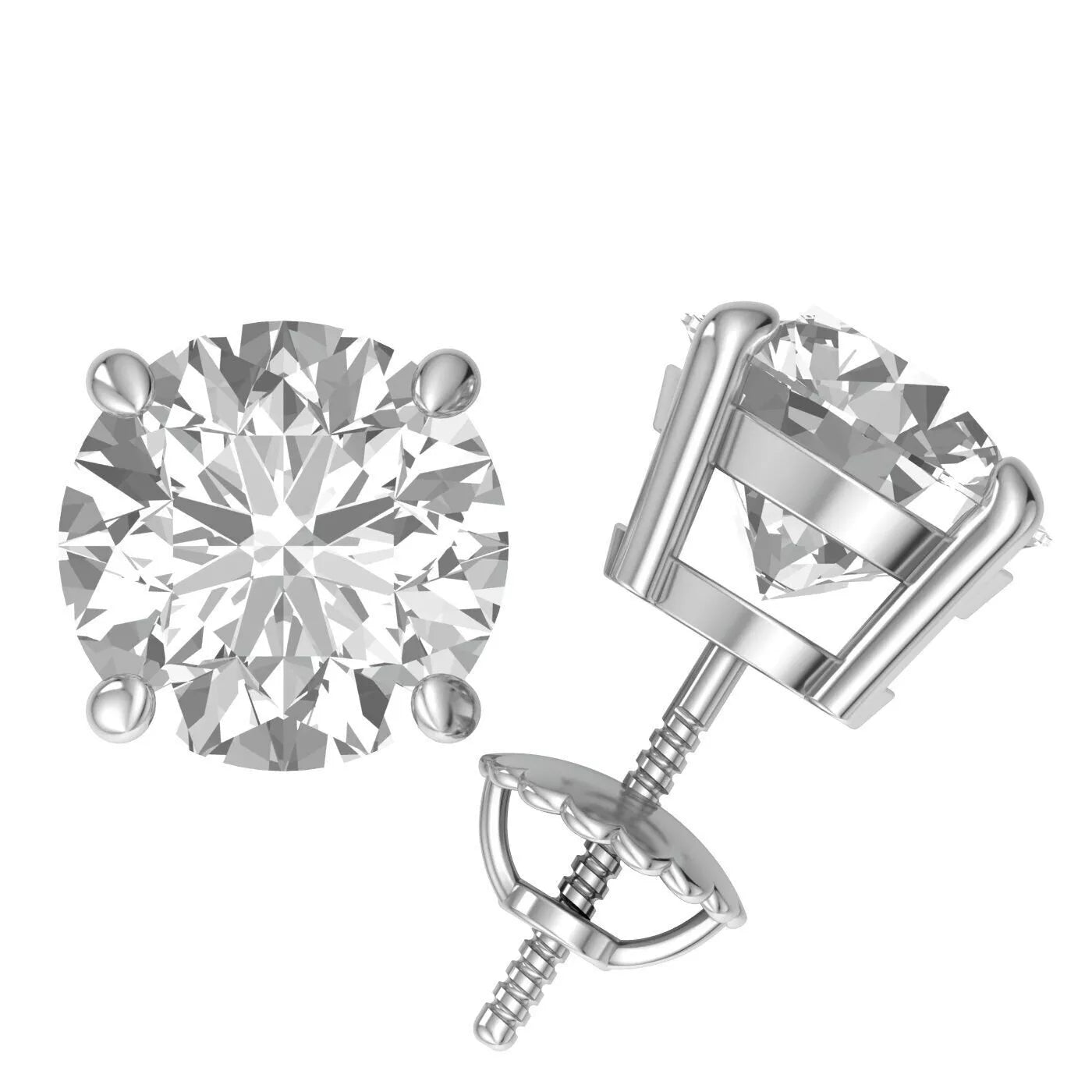 IGI CERTIFIED 3 Ct Real Lab Grown Diamond Studs Earrings 14k White Gold E VVS2