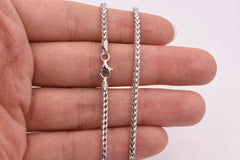 2.5mm Anti-Tarnish Solid Franco Chain Necklace Real 925 Sterling Silver ITALY