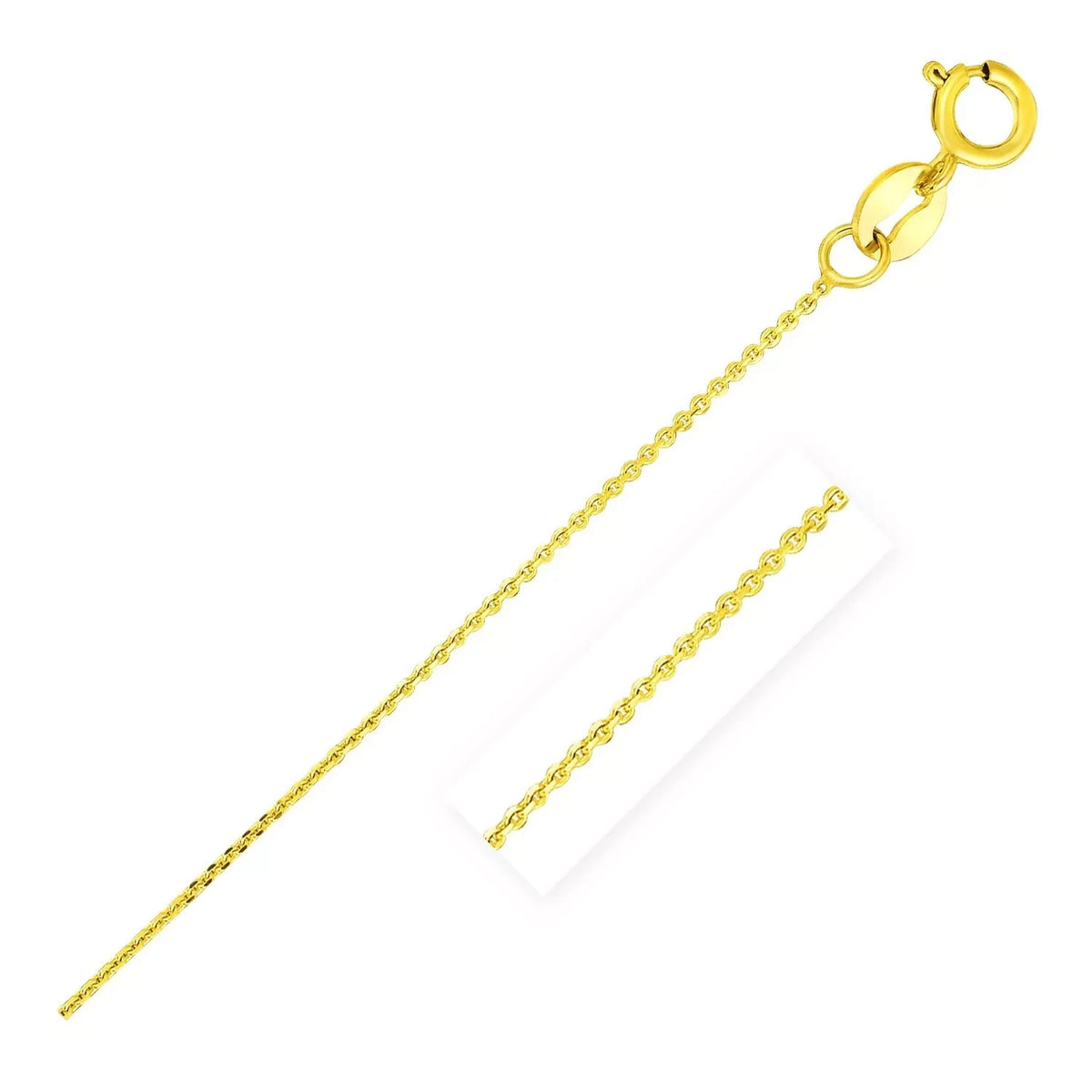 14k Yellow Gold Cable Link Chain Necklace 0.9mm Width 18" Inch Length