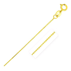 14k Yellow Gold Cable Link Chain Necklace 0.9mm Width 18" Inch Length