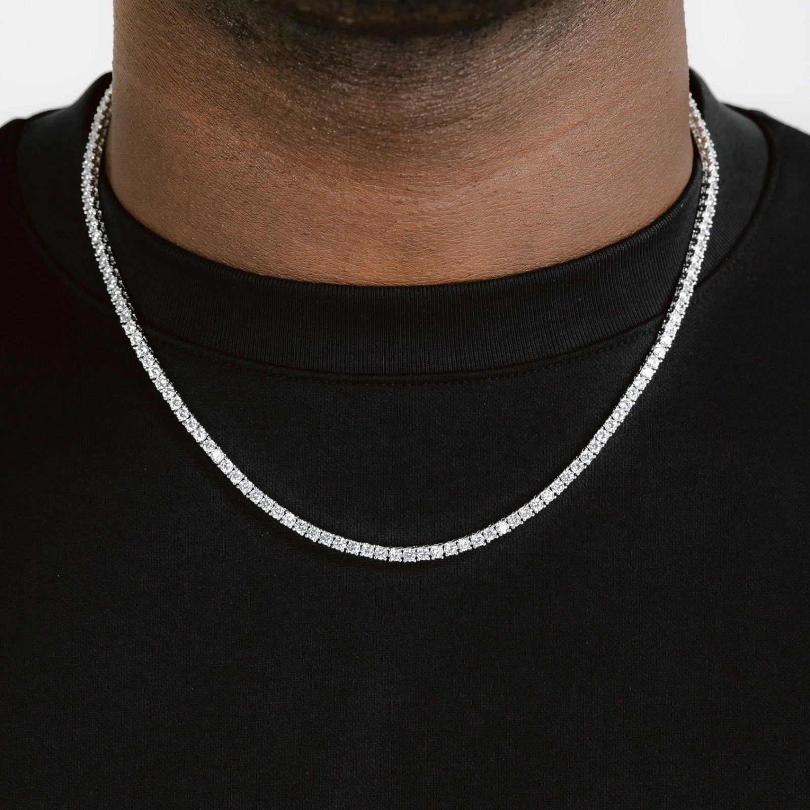 MOISSANITE Tennis Chain Real 925 Silver Necklace 3mm - GRA Certified 16''-24''