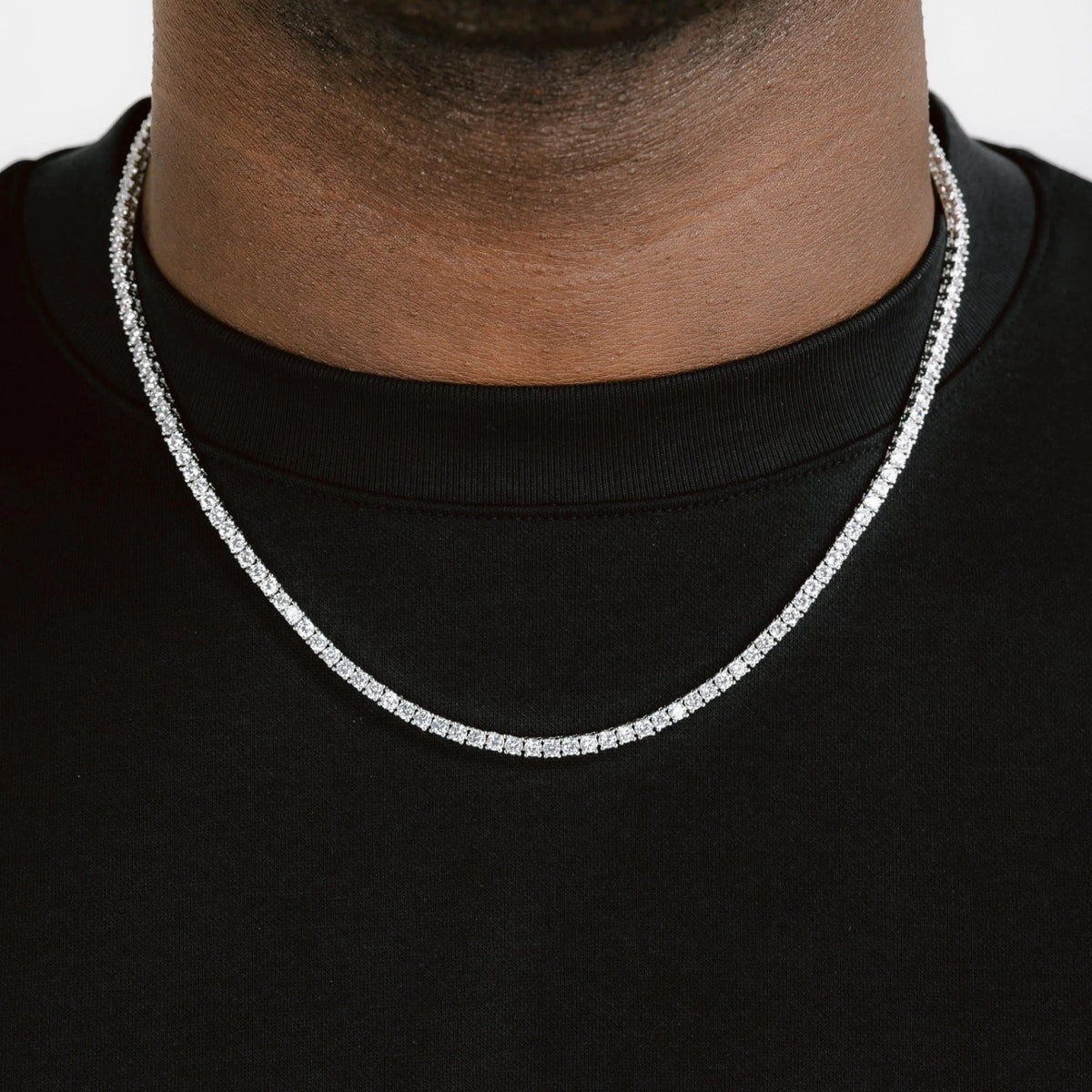 MOISSANITE Tennis Chain Real 925 Silver Necklace 3mm - GRA Certified 16''-24''