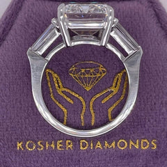 5.35 Ct IGI E VS1 Emerald Cut Lab Grown Diamond Side Baguette Three Stone Ring-