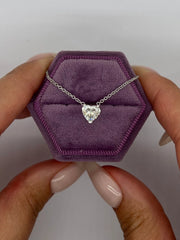 IGI Lab Grown Diamond E VS1 2.00 Carat Heart Cut Lab Grown Floating Necklace 14k