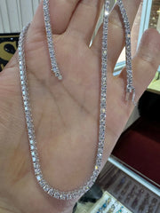 Genuine Lab Grown Diamond Tennis Necklace D VS 10.50 Carat 14k Gold 18'' Inch
