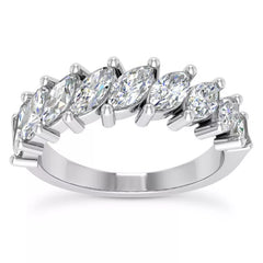 1.35 Carat Marquise Cut Lab Grown Diamond Eternity Band Ring 14k White Gold