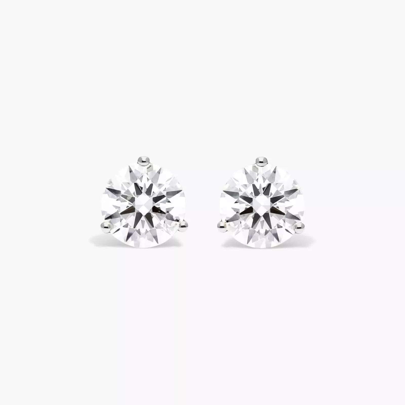 2.00 Ct D VVS2 Round Cut Lab Grown Diamond Stud Earrings 14k Push Backs IGI
