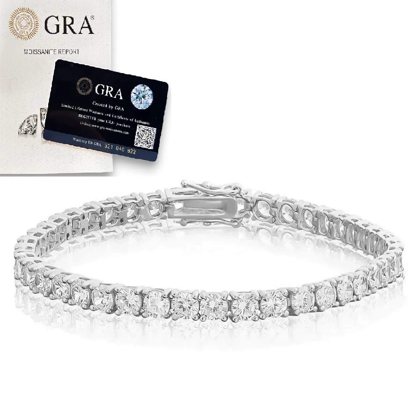 3.95 CTW 2.5mm Tennis Bracelet SOLID 925 Sterling Silver MOISSANITE 7'' - GRA