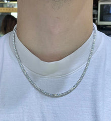 Men Genuine Lab Grown Diamond Tennis Necklace D VS 19.30 Carat 14k 20'' Inch
