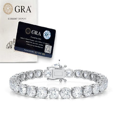 22.40 CTW 6mm Tennis Bracelet SOLID 925 Sterling Silver MOISSANITE 7'' - GRA