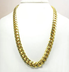 14K Yellow Gold Plated Over 925 Sterling Silver Miami Cuban Chain 13mm Box Lock
