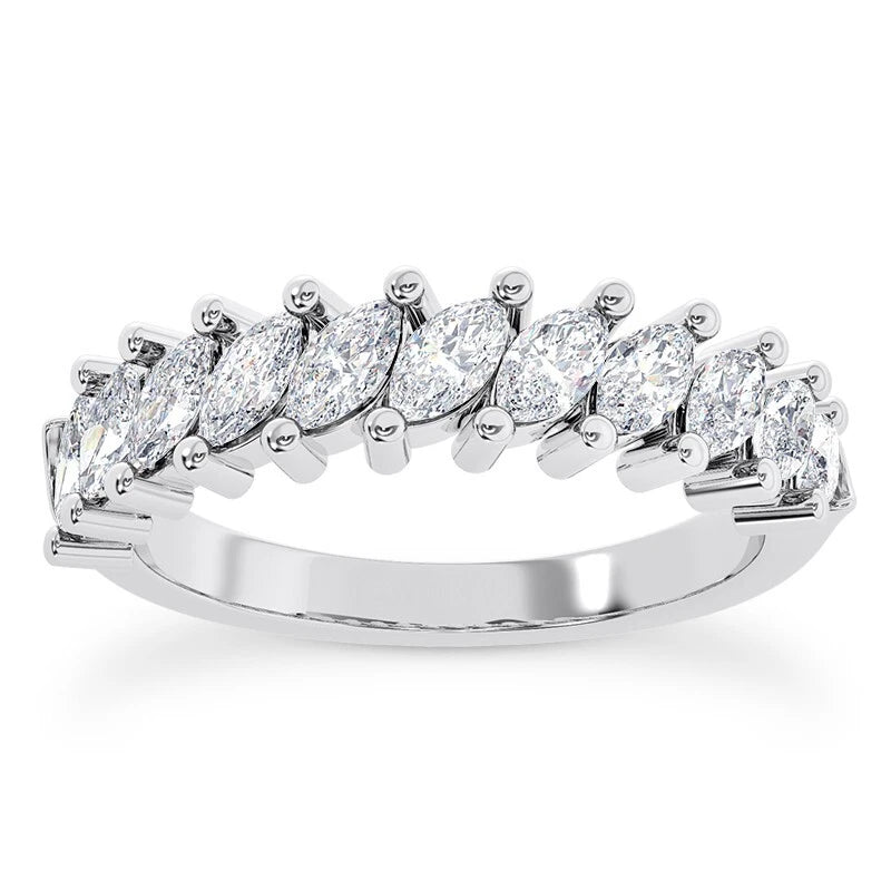 0.80 Carat Marquise Cut Lab Grown Diamond Eternity Band Ring 14k White Gold