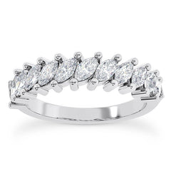 0.80 Carat Marquise Cut Lab Grown Diamond Eternity Band Ring 14k White Gold