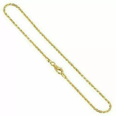 14k Gold Plated Over 925 Sterling Silver Italian Rope Chain Diamond-Cut 2.00mm