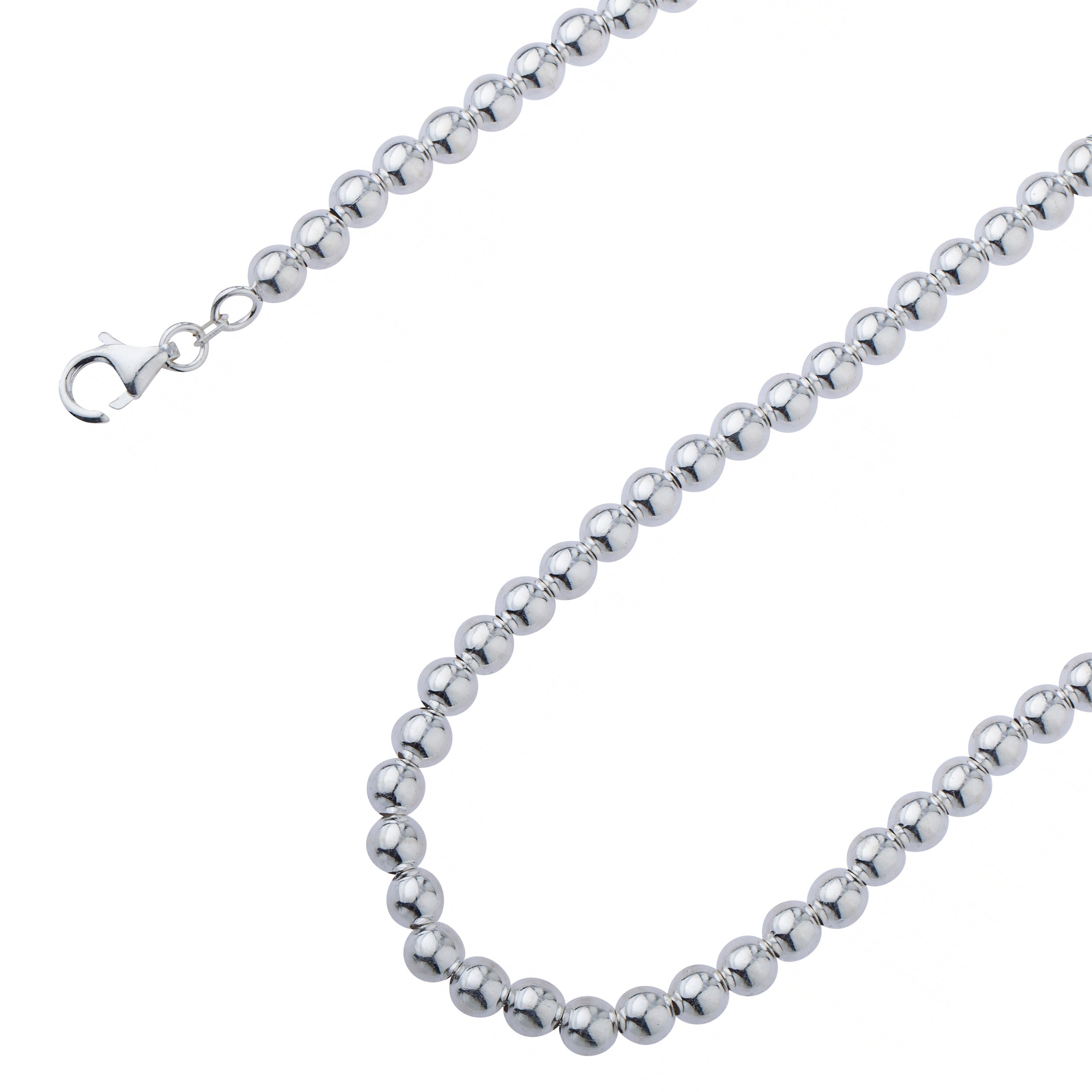 925 Sterling Silver 5mm Ball Bead Chain, Women's, Size: 22, Grey Type