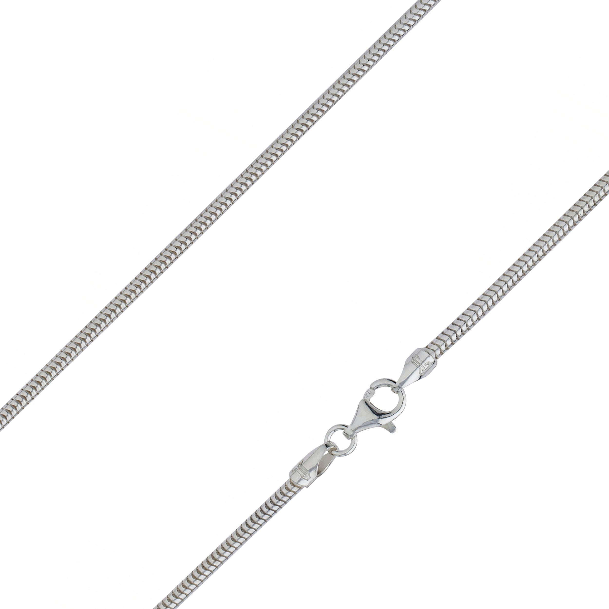 925 Sterling Silver 2mm Round Snake Chain, Women's, Size: 30, Grey Type
