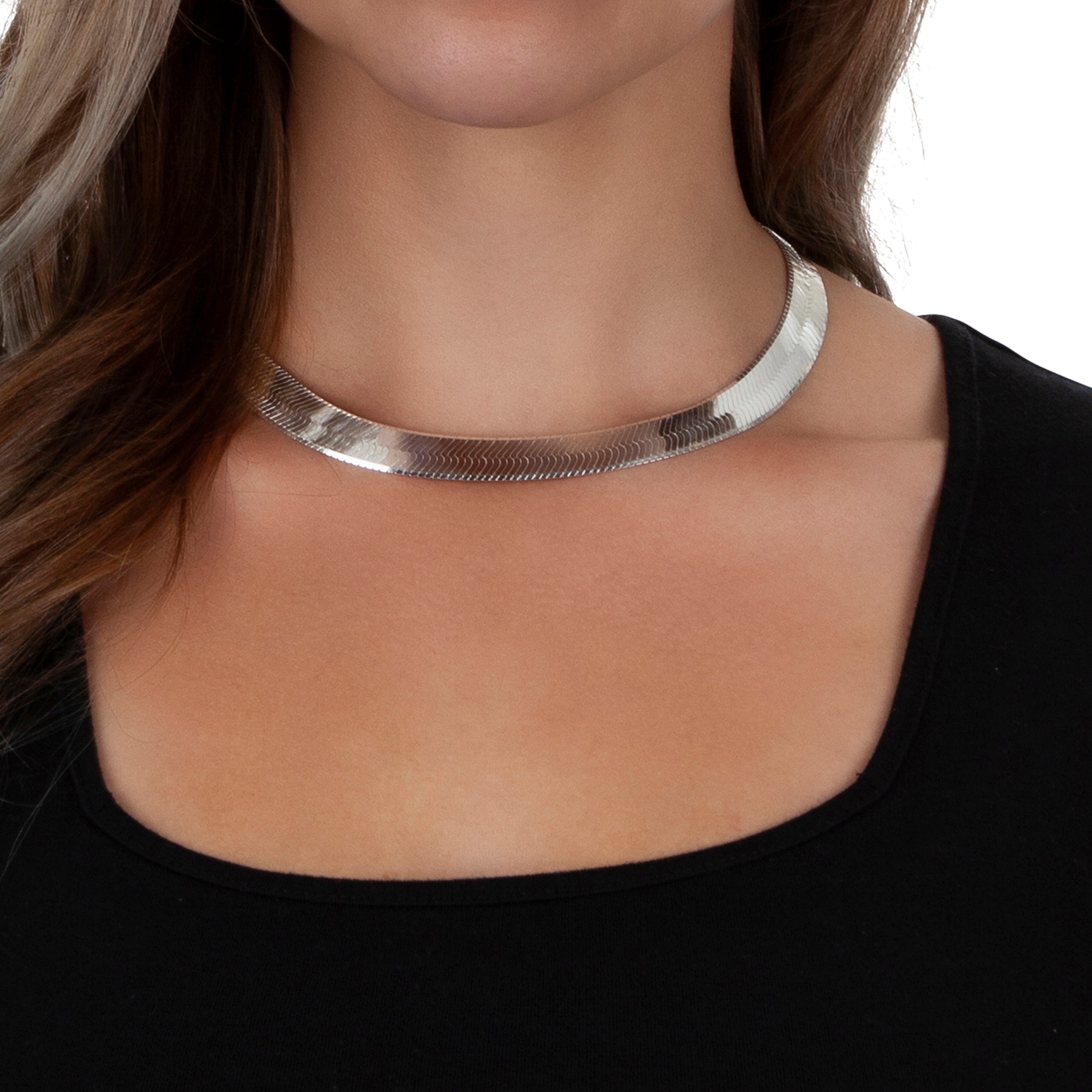 Silver Herringbone Necklace – Ebirollshop