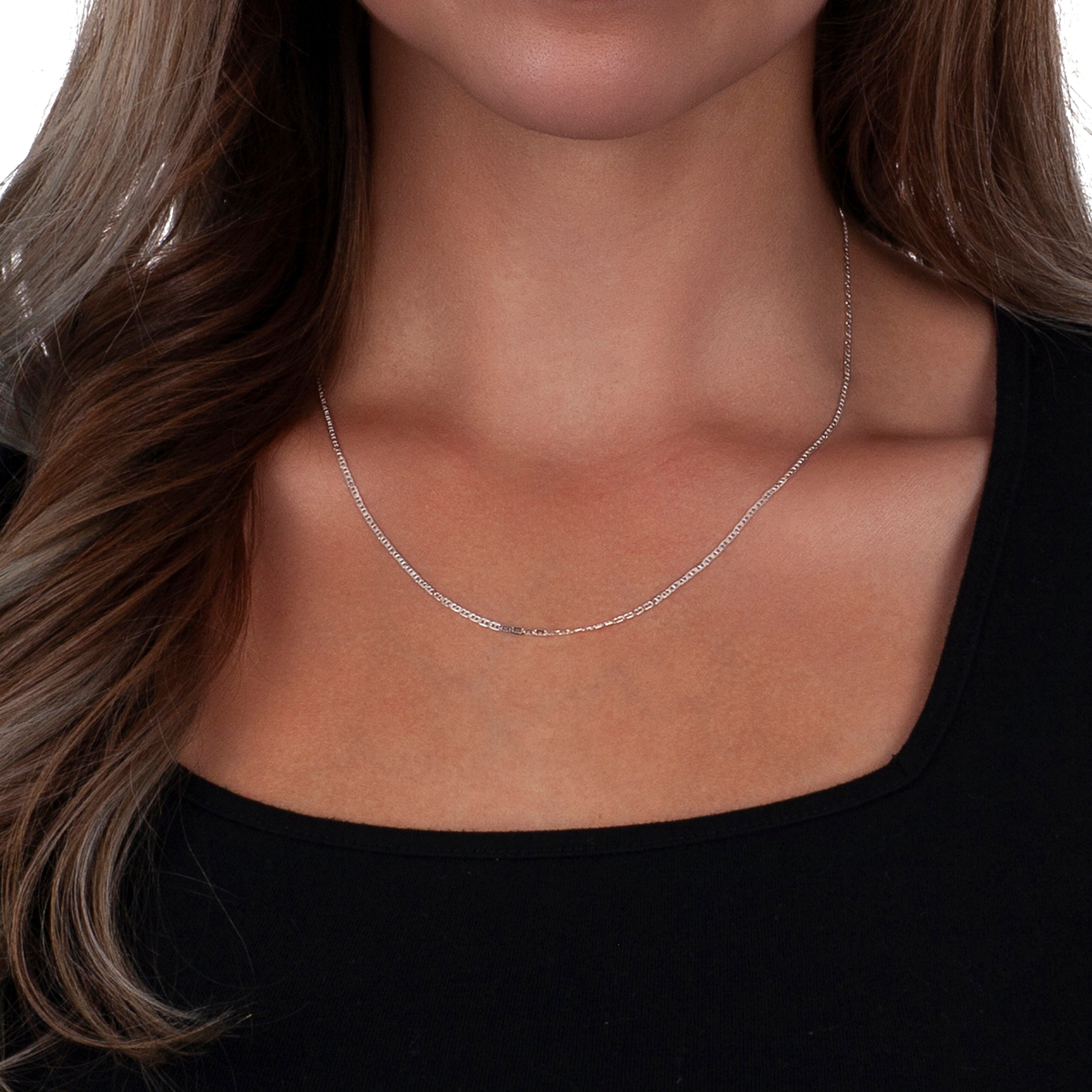 925 Sterling Silver 1.7mm Flat Mariner Gucci Chain
