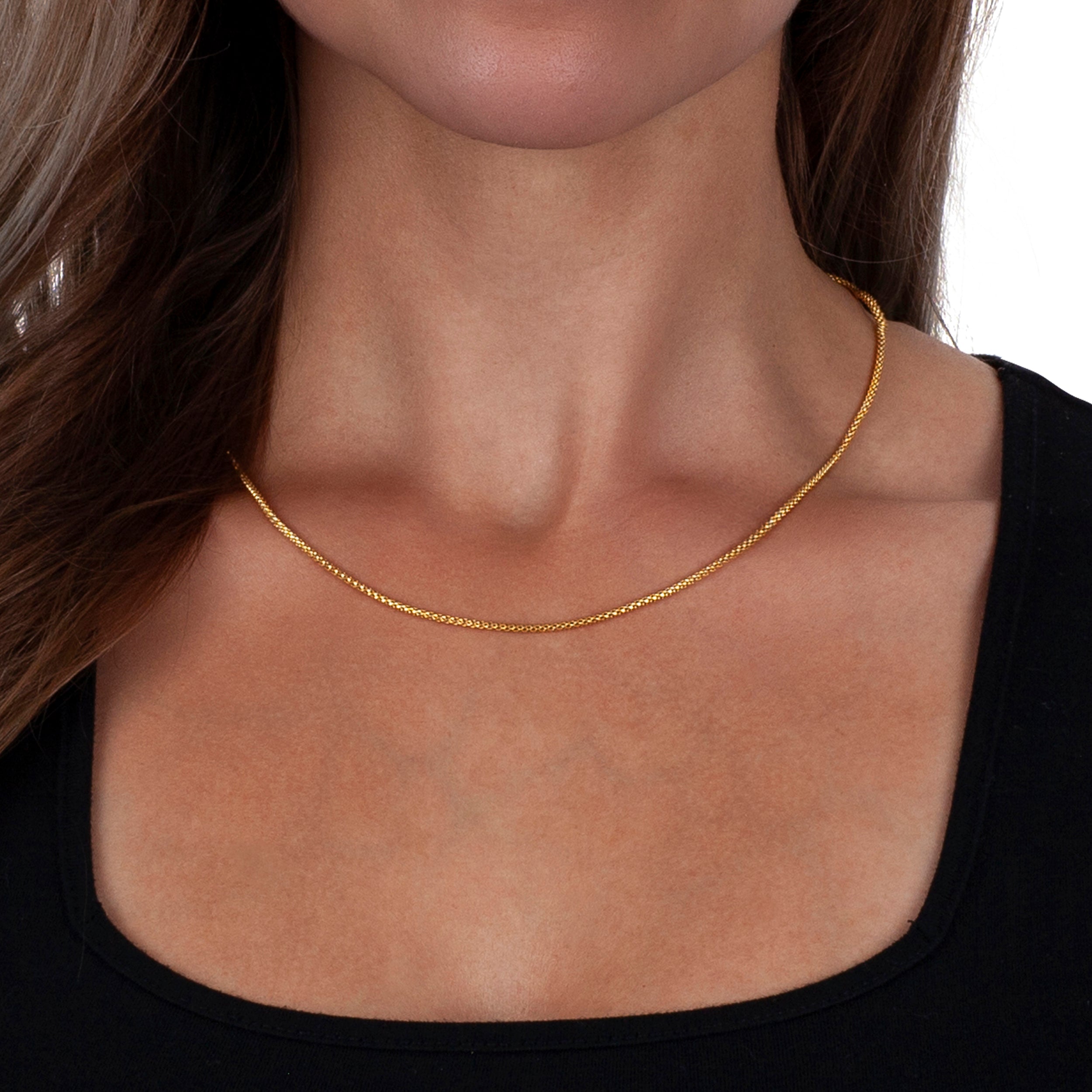 925 Sterling Silver 1.8mm Popcorn Coreana Gold Plated Chain
