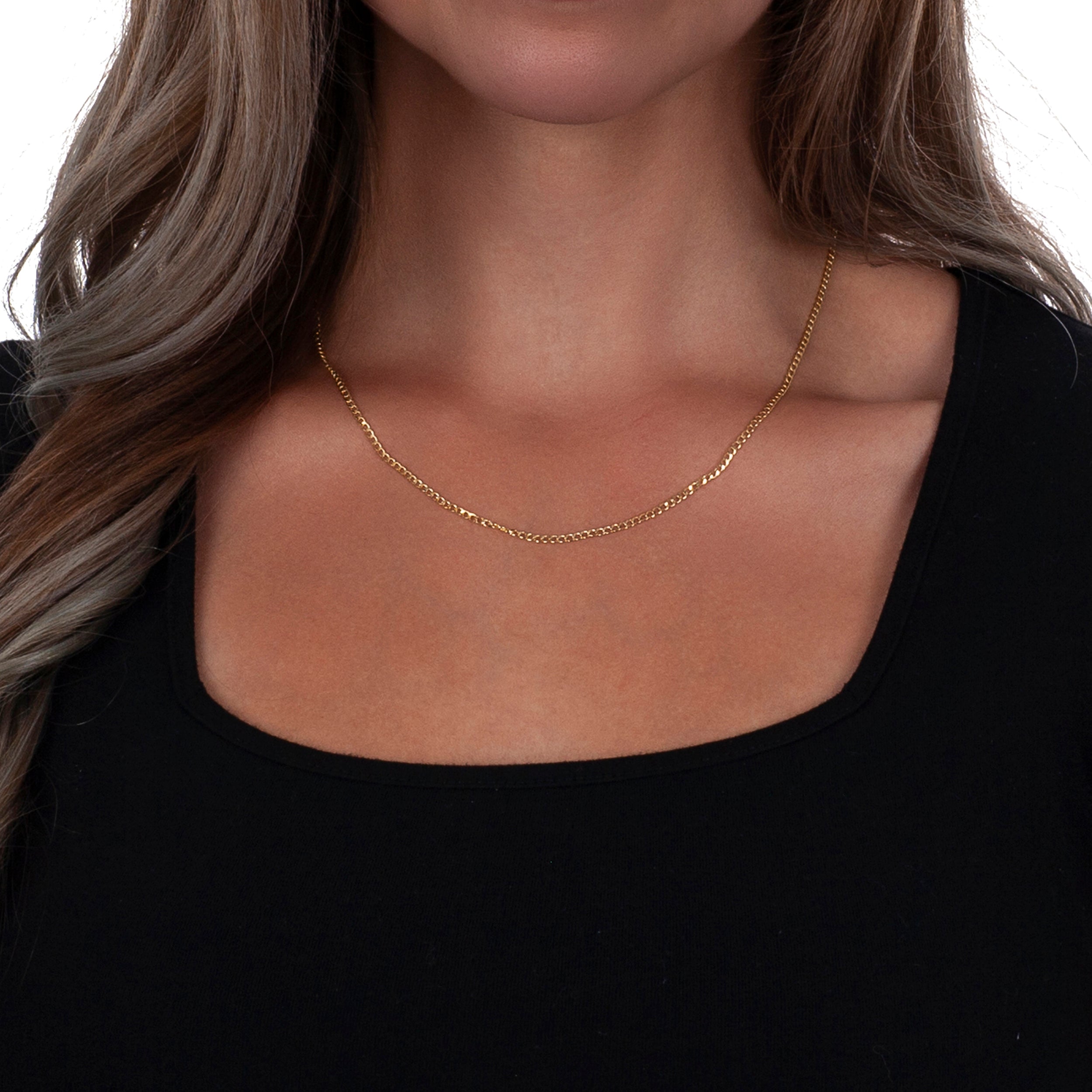 14K Yellow Gold 2.5mm Hollow Cuban Curb Link Chain