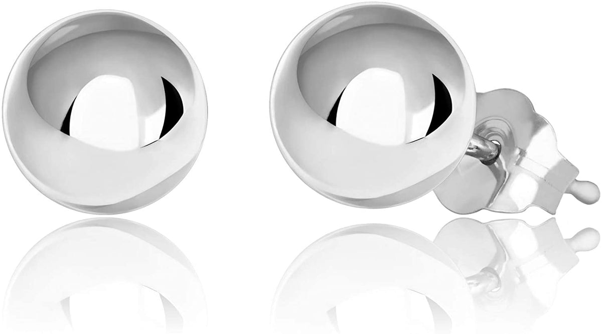 14K White Gold Ball Earrings 3mm-8mm