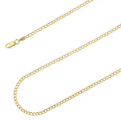 14K Yellow Gold 2.5mm Hollow Cuban Curb Link Chain