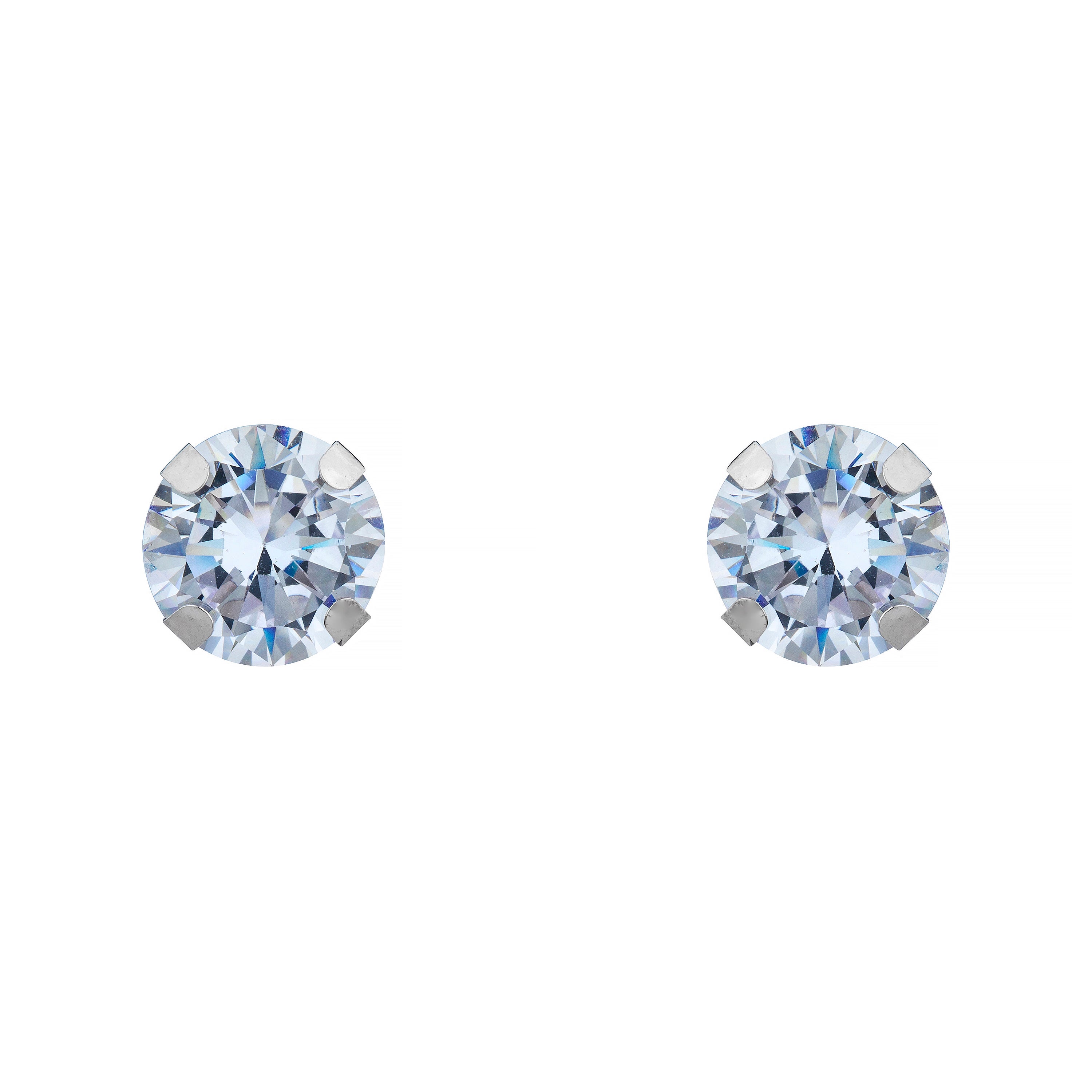 14k White Gold Brilliant Round Martini Setting Studs