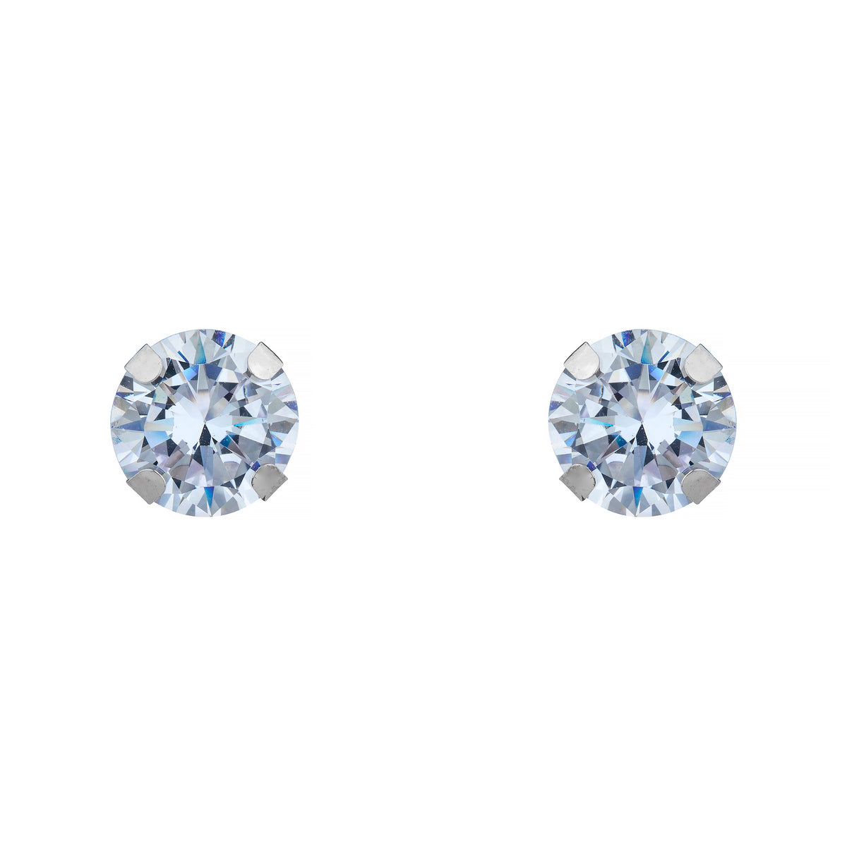 14k White Gold Brilliant Round Martini Setting Studs