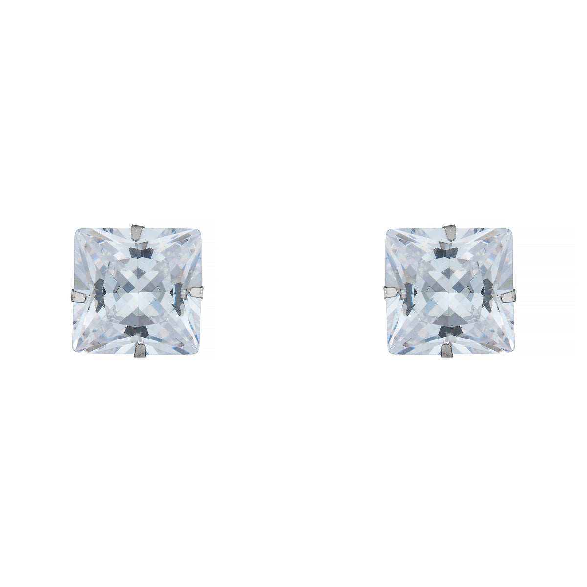 14k White Gold Princess Cut Martini Setting Studs