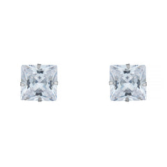 14k White Gold Princess Cut Martini Setting Studs