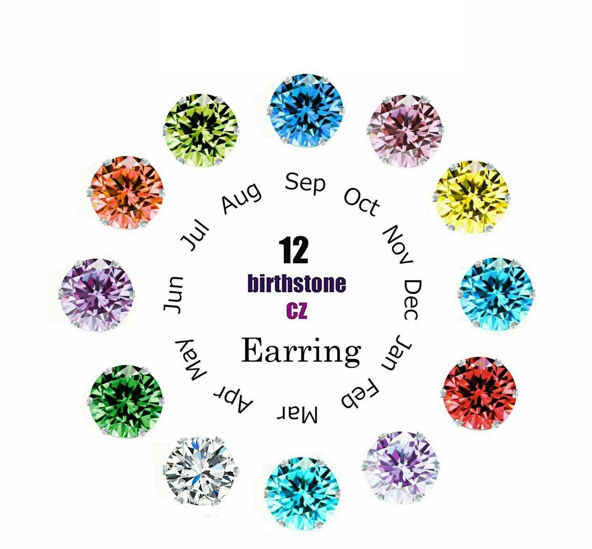 14k Yellow Gold Brilliant Round 5mm Birthstone Basket Setting Studs